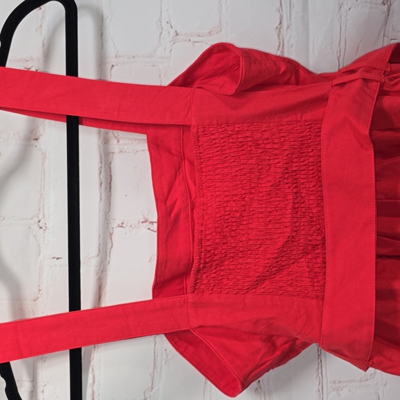 Oddy Red Cotton Polyester Elastic Bust Midi Apron Dress Womens Size Large NWT - Picture 7 of 11